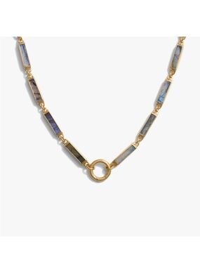 Gold-Frame Labradorite Bar Necklace - Blue